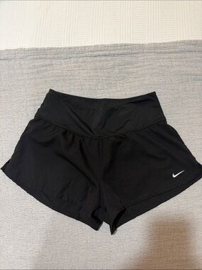 Nike Black Women's Athletic Shorts with White Swoosh Logo